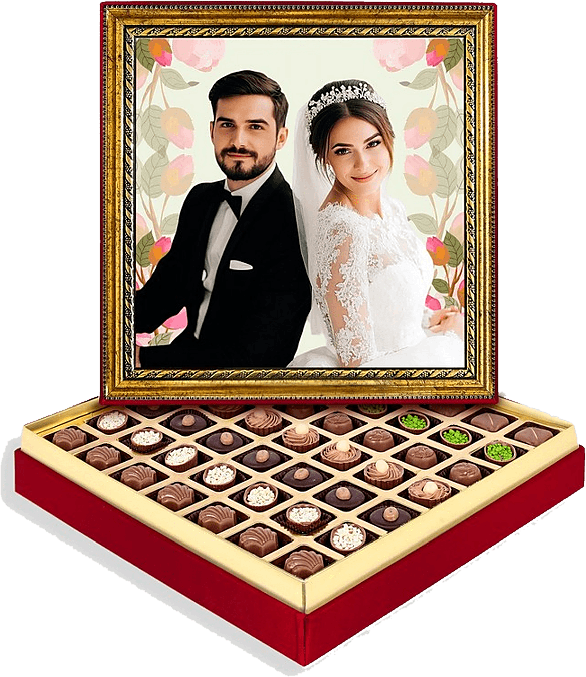 Qapağında qızıl çərçivədə şəxsi foto olan ŞOKOLAND hədiyyə dəsti